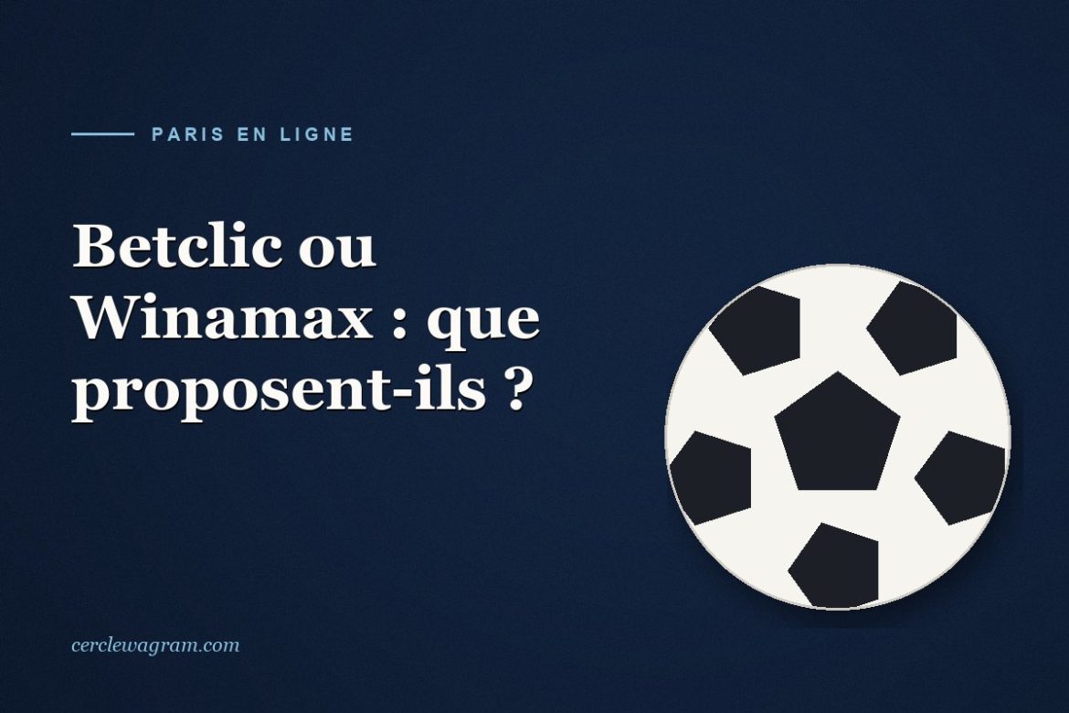 Ballon de football sur fond bleu nuit, illustration du comparatif Betclic et Winamax