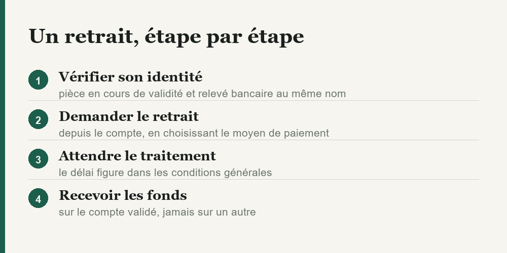Les quatre etapes dun retrait chez un operateur de jeu en ligne